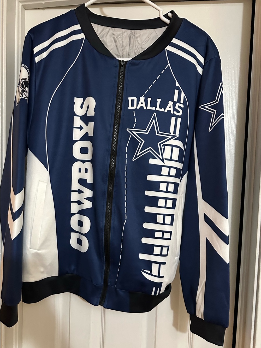 Navy Zip-Up Bomber Cowboys Jacket